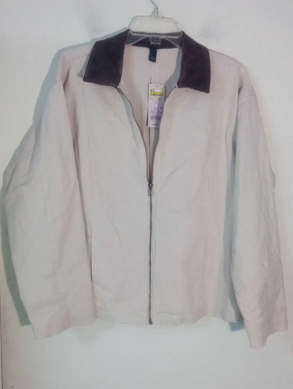 * Wild Fable Cream Zip-Front Jacket with Dark Collar NWT $45 Denim Coat